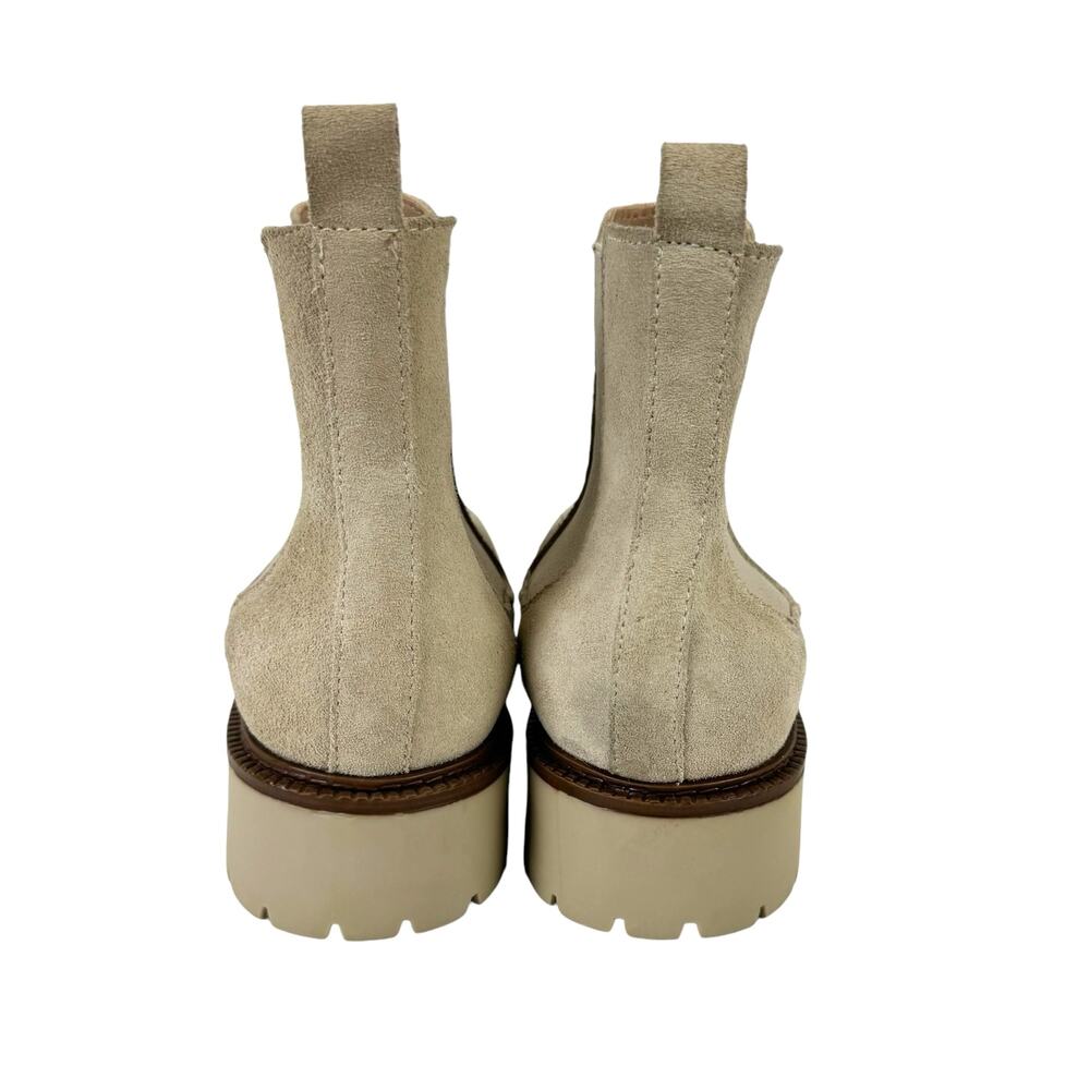 Enzo Tesoti Cream Suede Leather Pull On Lug Sole Chelsea Boots - Picture 5 of 12